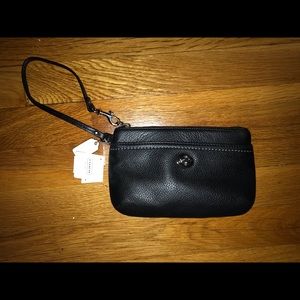 NEW NEVER USED Back Leather Coach wristlet